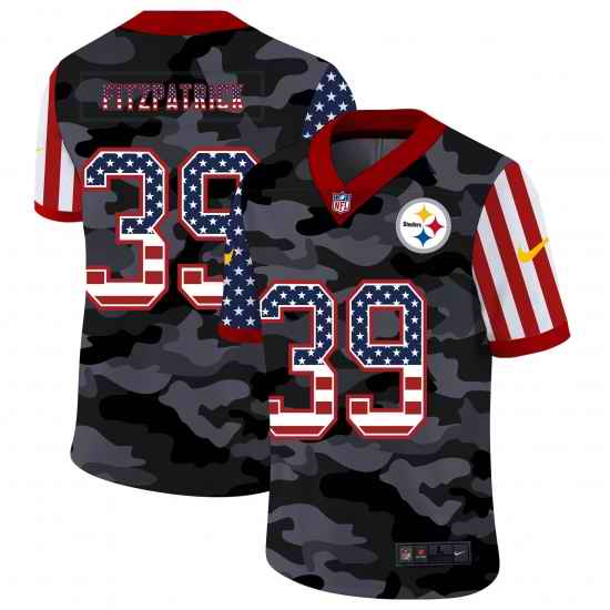 Nike Pittsburgh Steelers 39 Minkah Fitzpatrick Camo 2020 USA Flag Salute To Service Limited Jersey